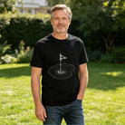 Men's Premium Cotton Minimalist Golf Flag Graphic Crew Neck T-Shirt for Casual Sportswear