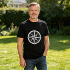 Men's Cotton Vintage Compass Rose Graphic Crew Neck T-Shirt for Outdoor Adventure Travel