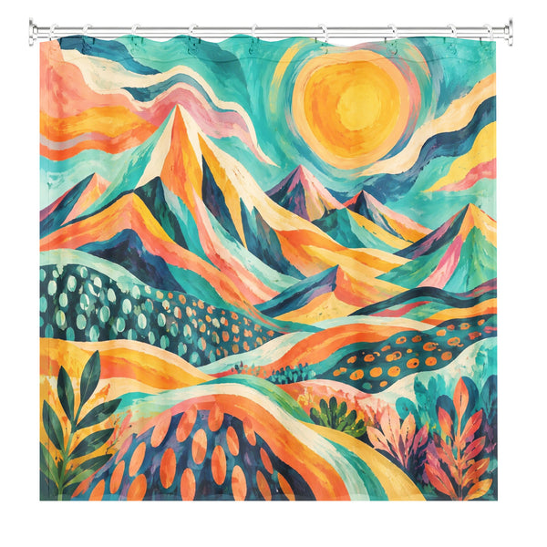 Abstract Colorful Landscape Shower Curtain Boho Waterproof Bath Decor
