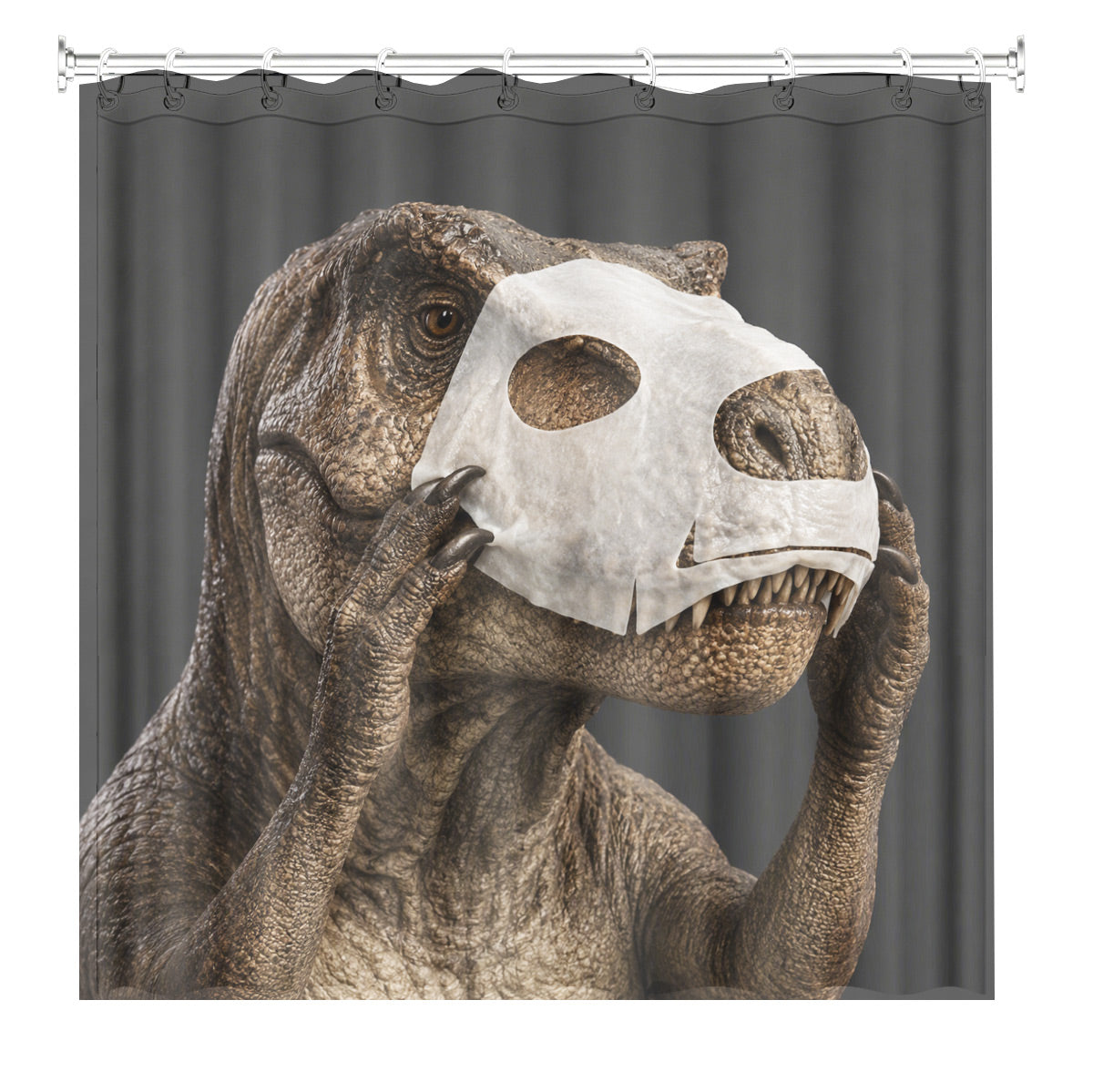 Funny Dinosaur Shower Curtain Realistic Bathroom Humor Waterproof Decor