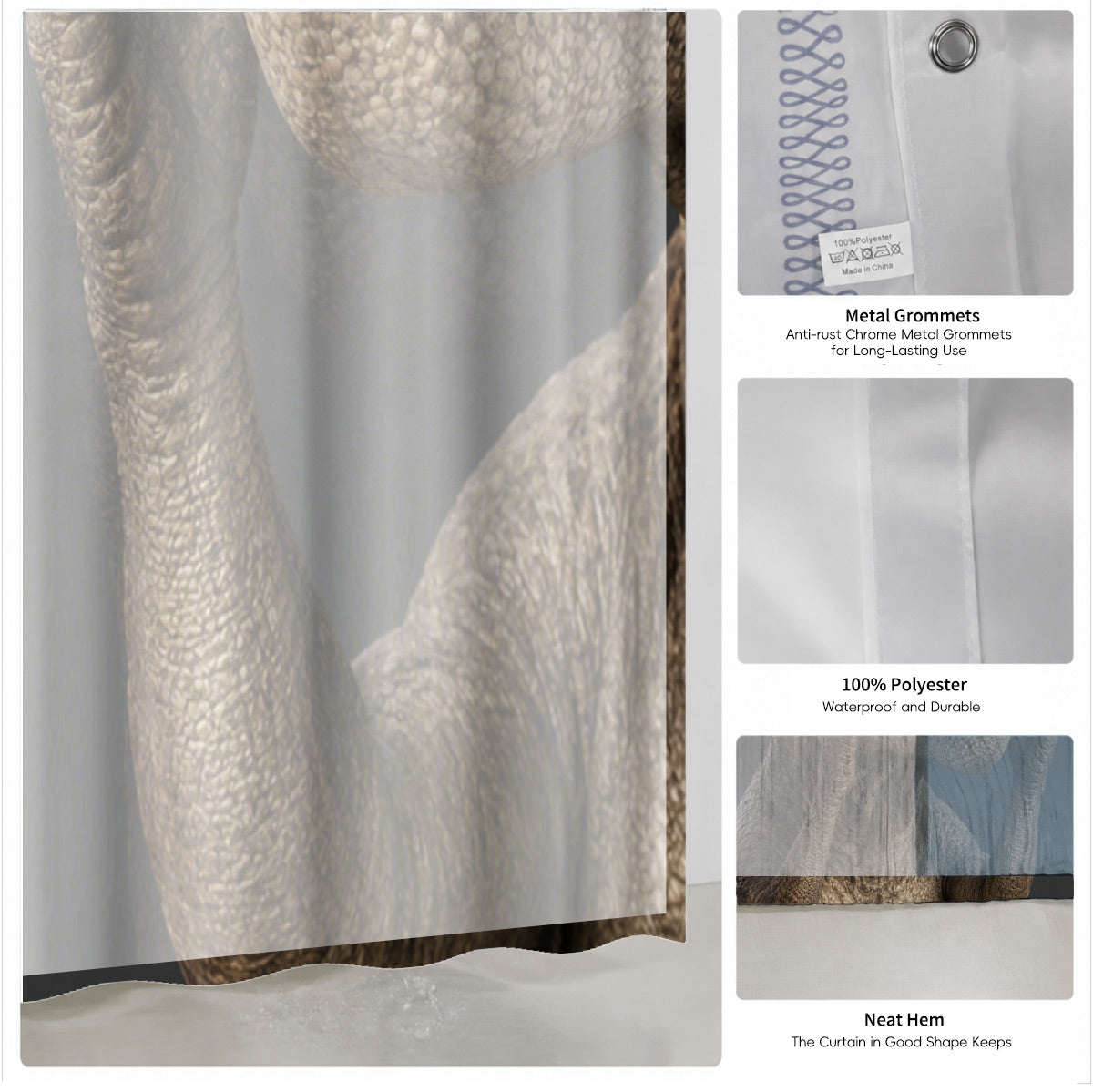 Funny Dinosaur Shower Curtain Realistic Bathroom Humor Waterproof Decor