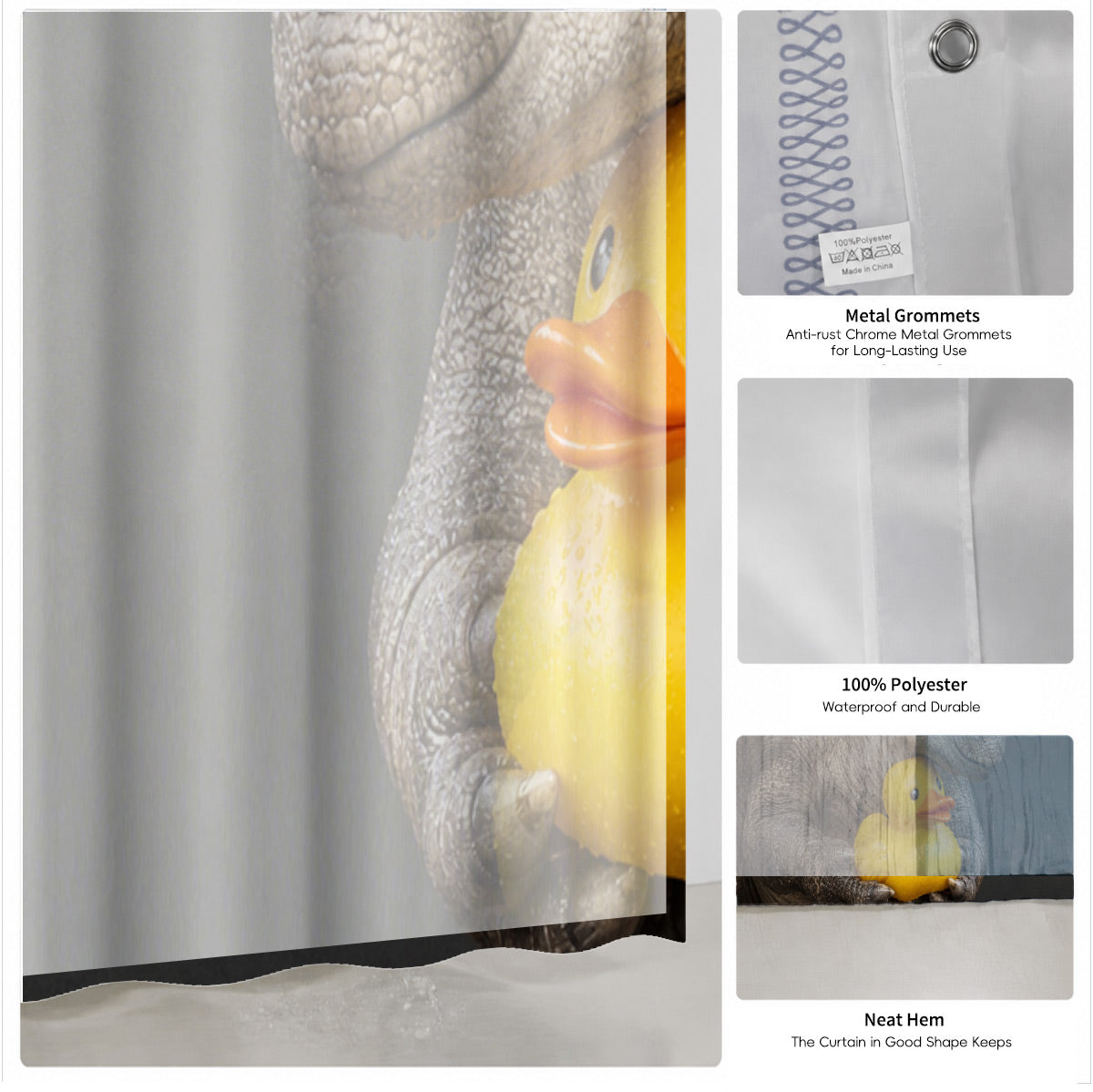 Funny Dinosaur Shower Curtain Realistic Bathroom Humor Waterproof Decor