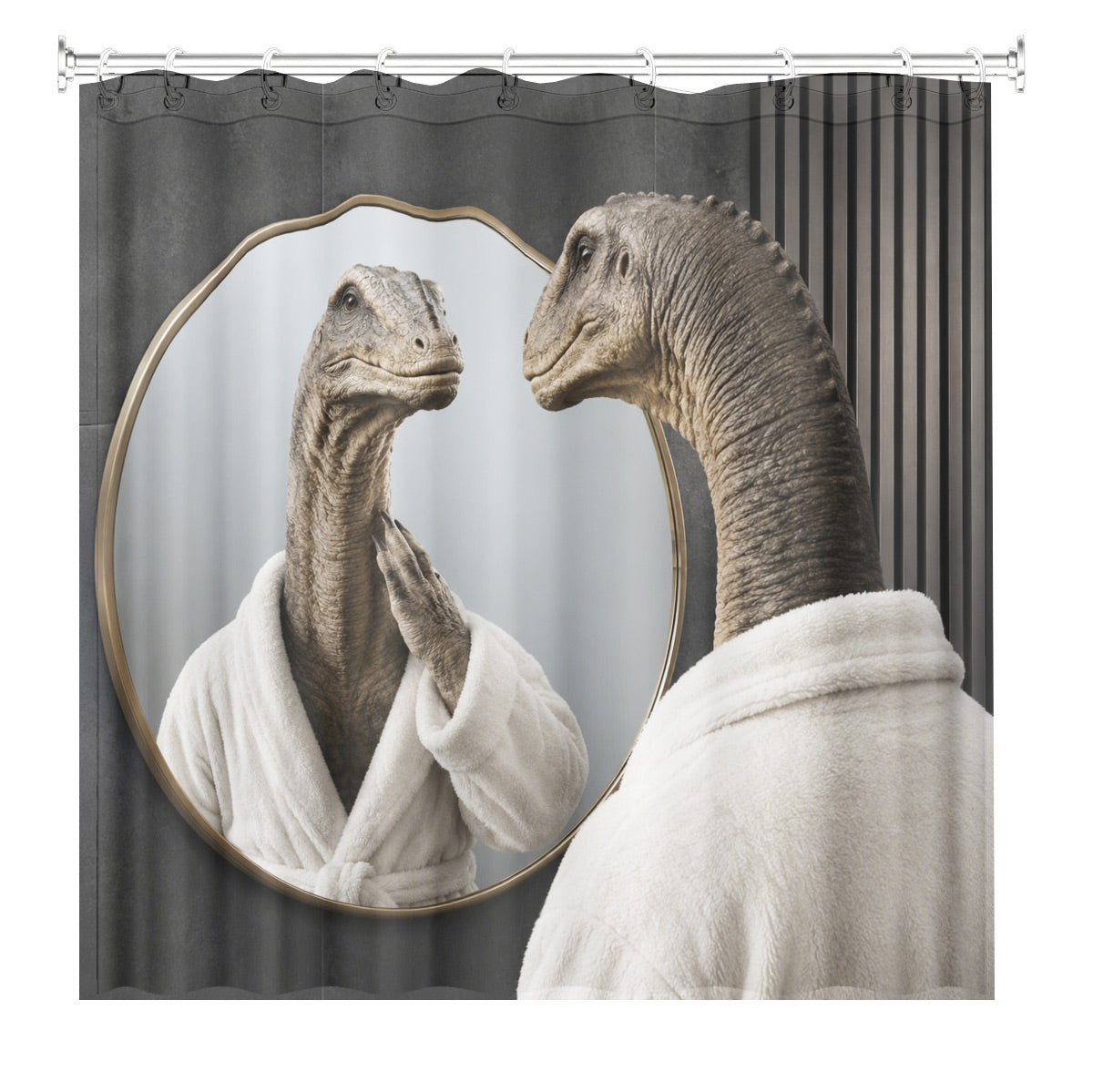 Funny Dinosaur Shower Curtain Realistic Bathroom Humor Waterproof Decor