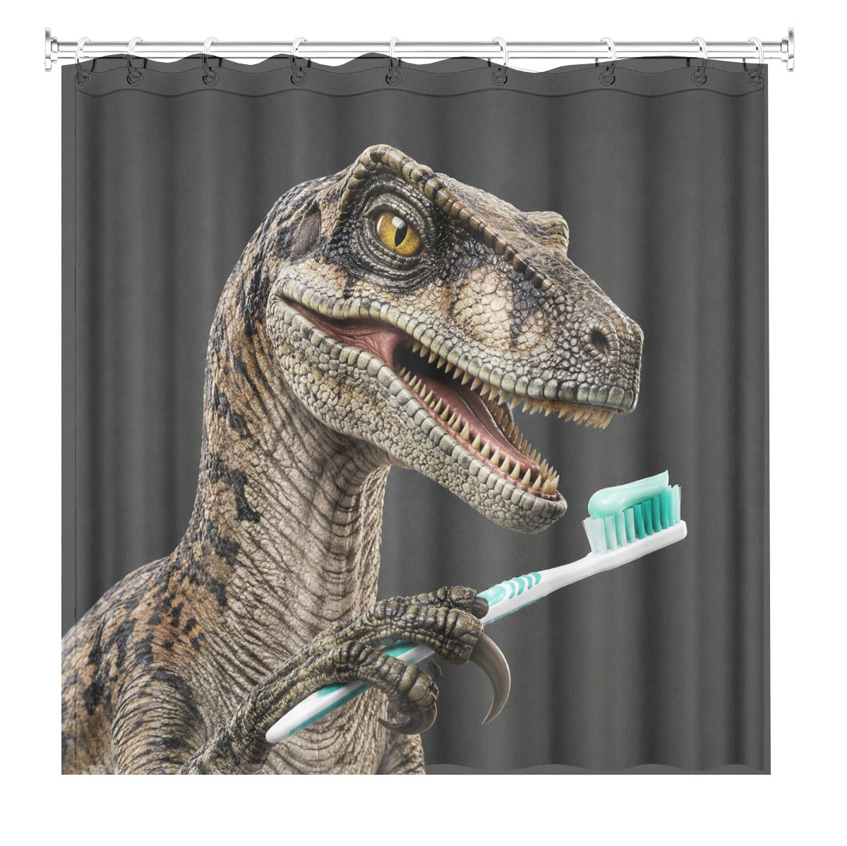 Funny Dinosaur Shower Curtain Realistic Bathroom Humor Waterproof Decor