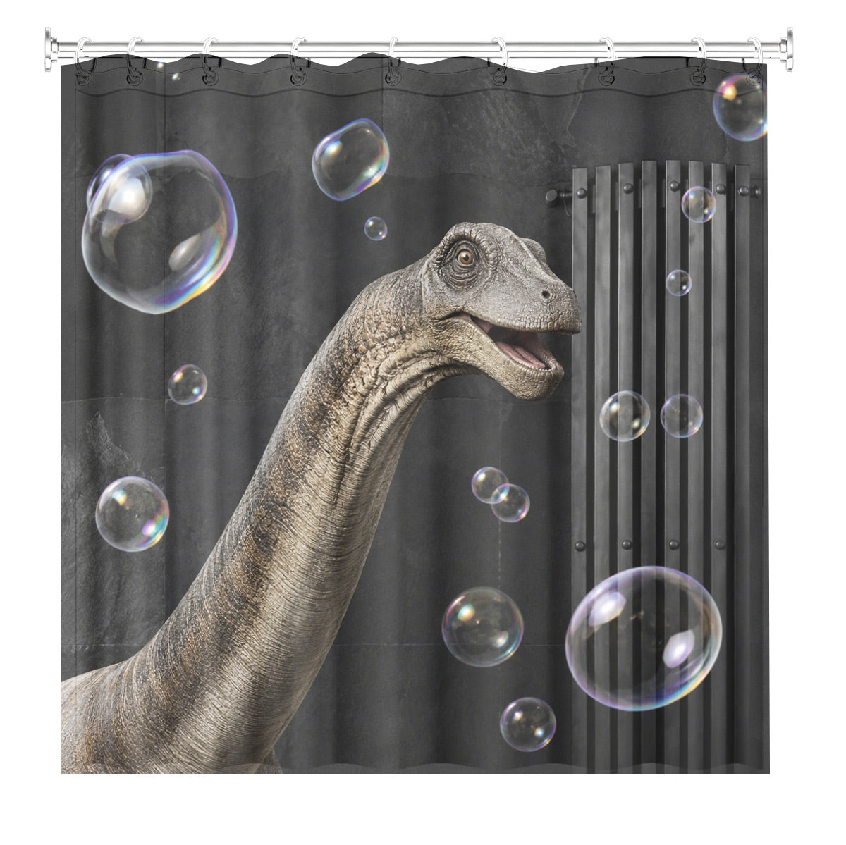 Funny Dinosaur Shower Curtain Realistic Bathroom Humor Waterproof Decor