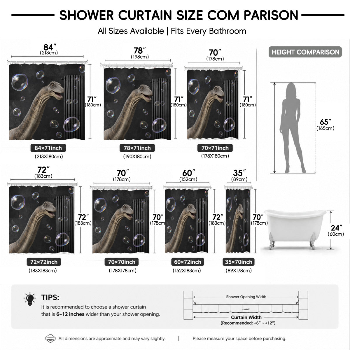 Funny Dinosaur Shower Curtain Realistic Bathroom Humor Waterproof Decor