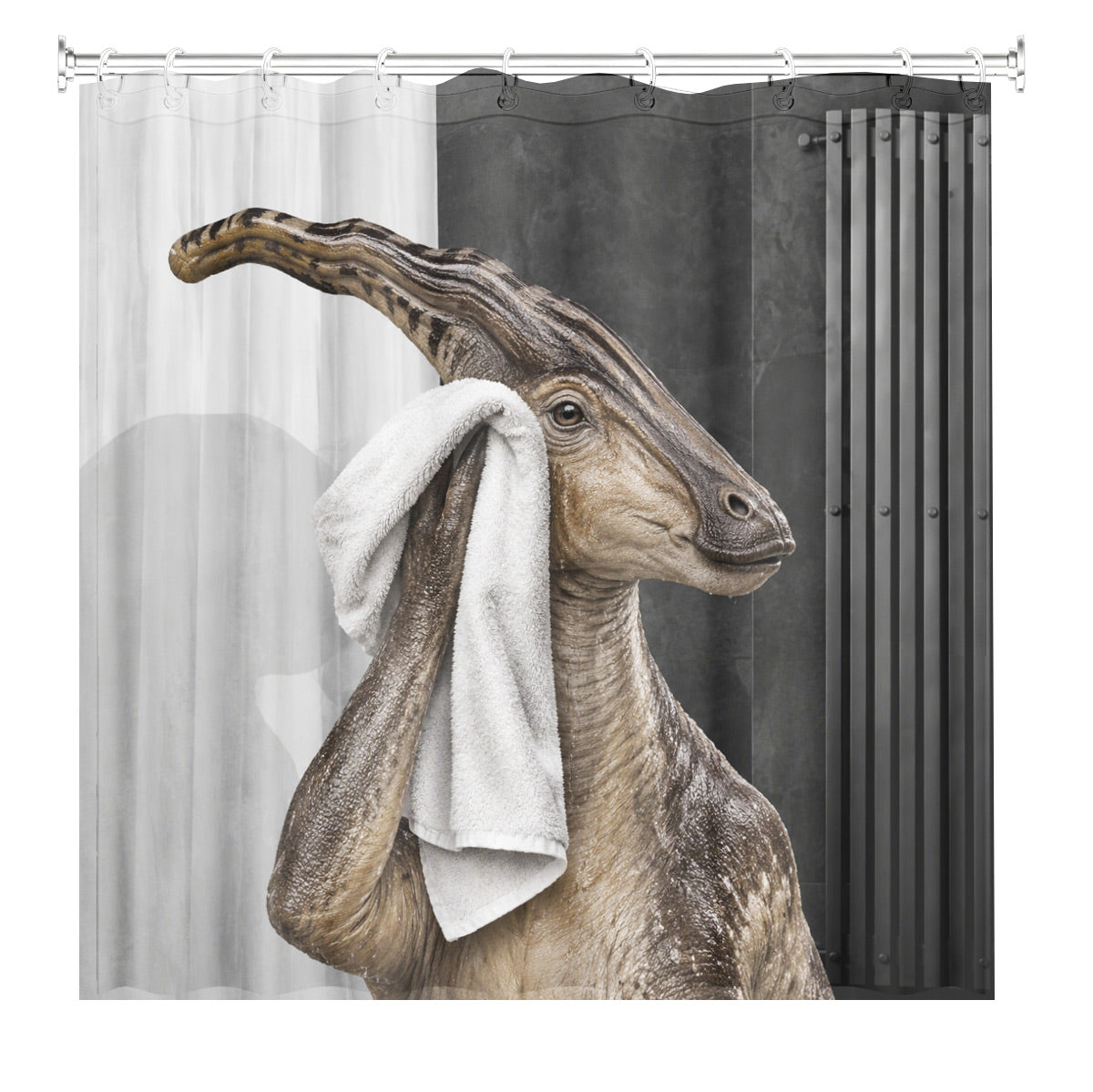 Funny Dinosaur Shower Curtain Realistic Bathroom Humor Waterproof Decor