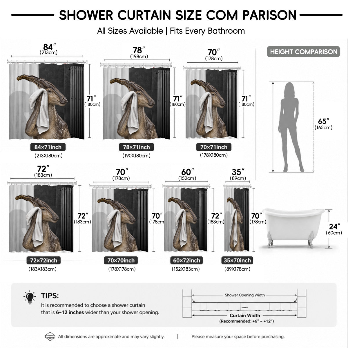 Funny Dinosaur Shower Curtain Realistic Bathroom Humor Waterproof Decor