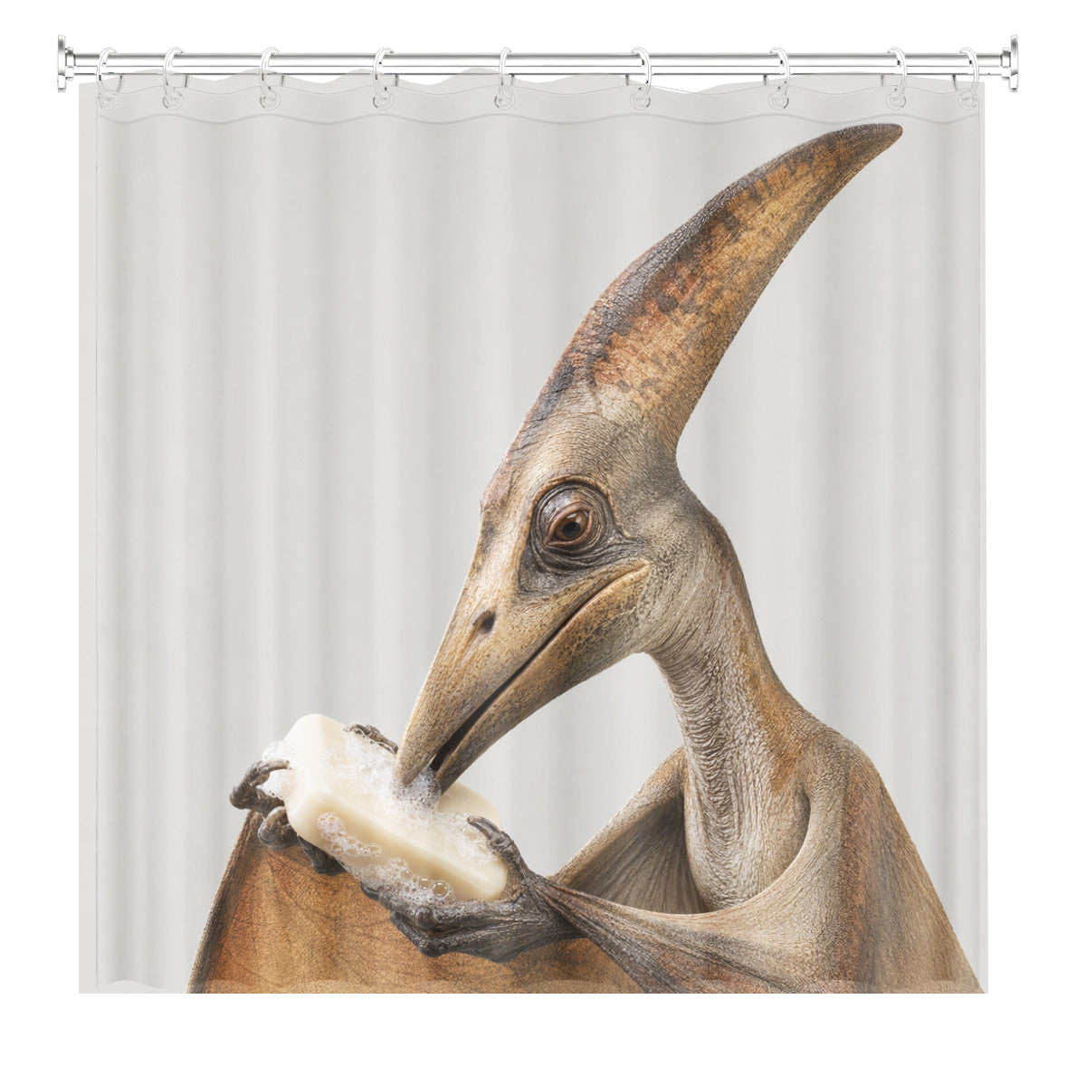 Funny Dinosaur Shower Curtain Realistic Bathroom Humor Waterproof Decor