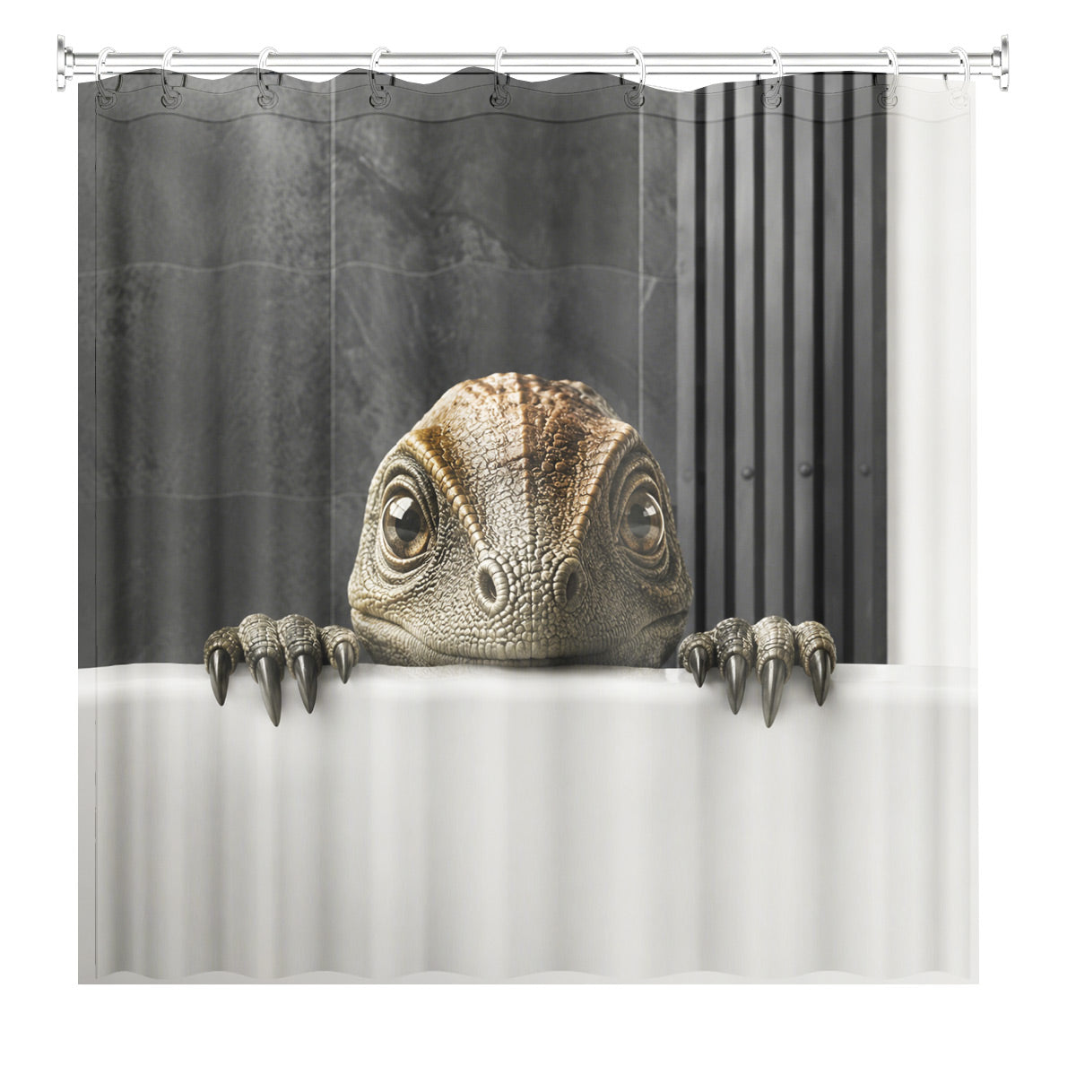 Funny Dinosaur Shower Curtain Realistic Bathroom Humor Waterproof Decor