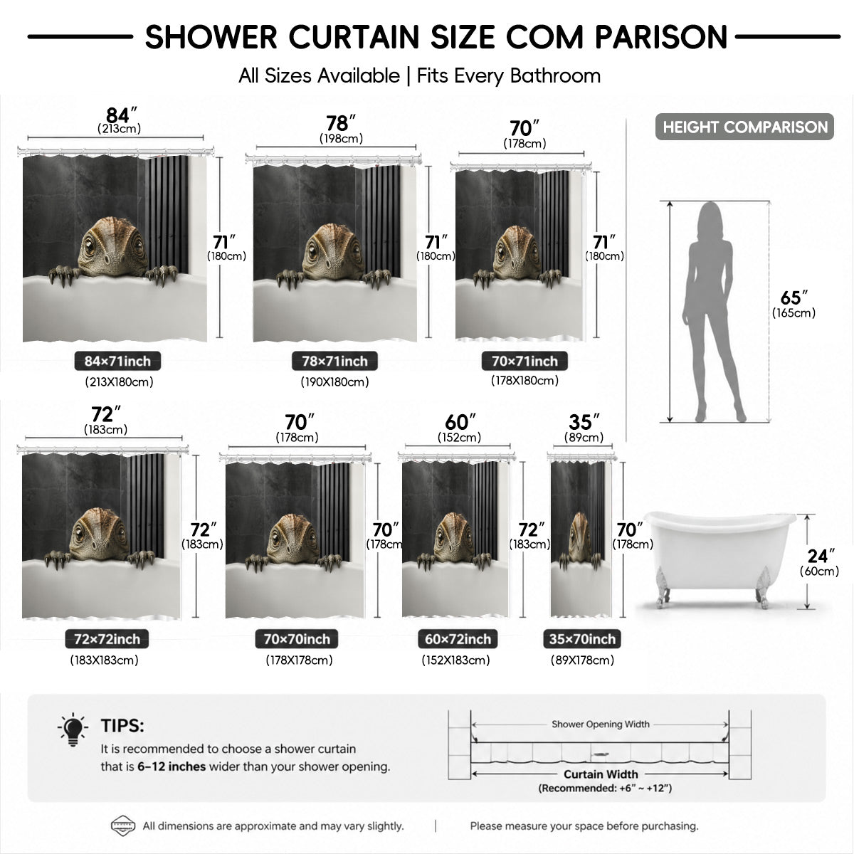 Funny Dinosaur Shower Curtain Realistic Bathroom Humor Waterproof Decor