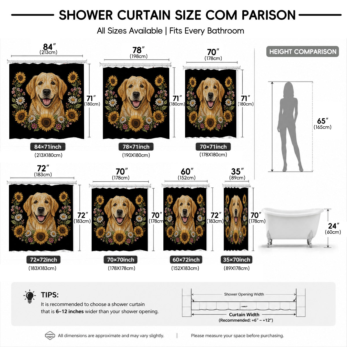 Floral Dog Cat Shower Curtain Vintage Embroidery Style Waterproof Decor