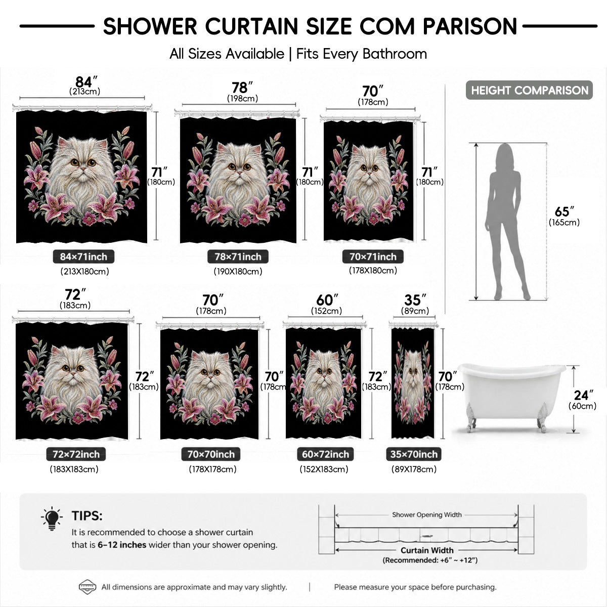 Floral Dog Cat Shower Curtain Vintage Embroidery Style Waterproof Decor