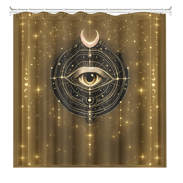 Black Gold Astrology Shower Curtain Mystic Esoteric Art Waterproof Bathroom Decor