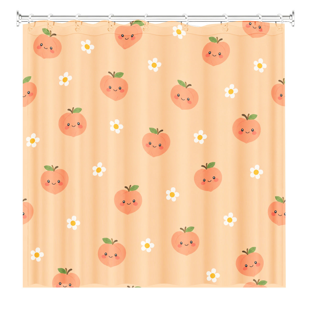 Cute Fruit Floral Shower Curtain Kawaii Pastel Waterproof Kids Decor