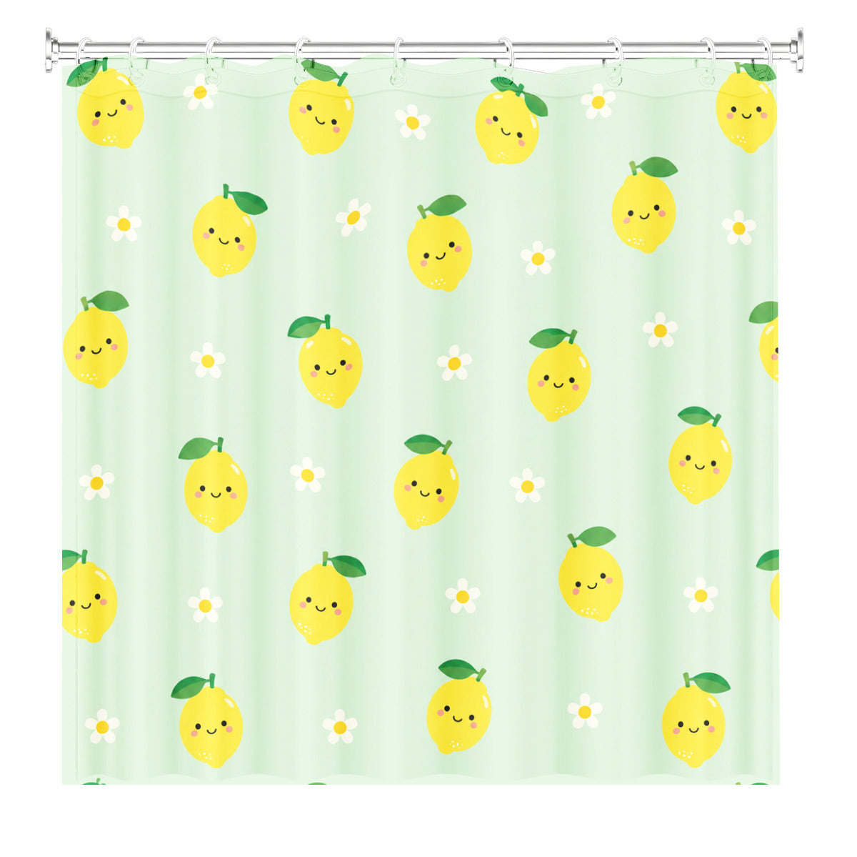 Cute Fruit Floral Shower Curtain Kawaii Pastel Waterproof Kids Decor