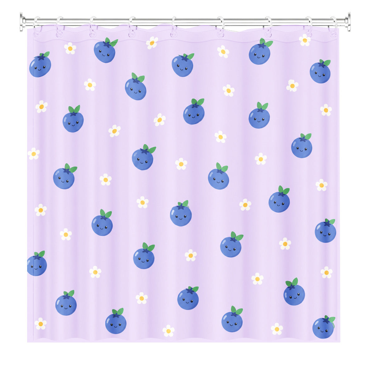 Cute Fruit Floral Shower Curtain Kawaii Pastel Waterproof Kids Decor