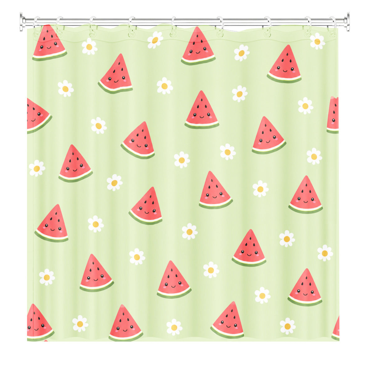 Cute Fruit Floral Shower Curtain Kawaii Pastel Waterproof Kids Decor