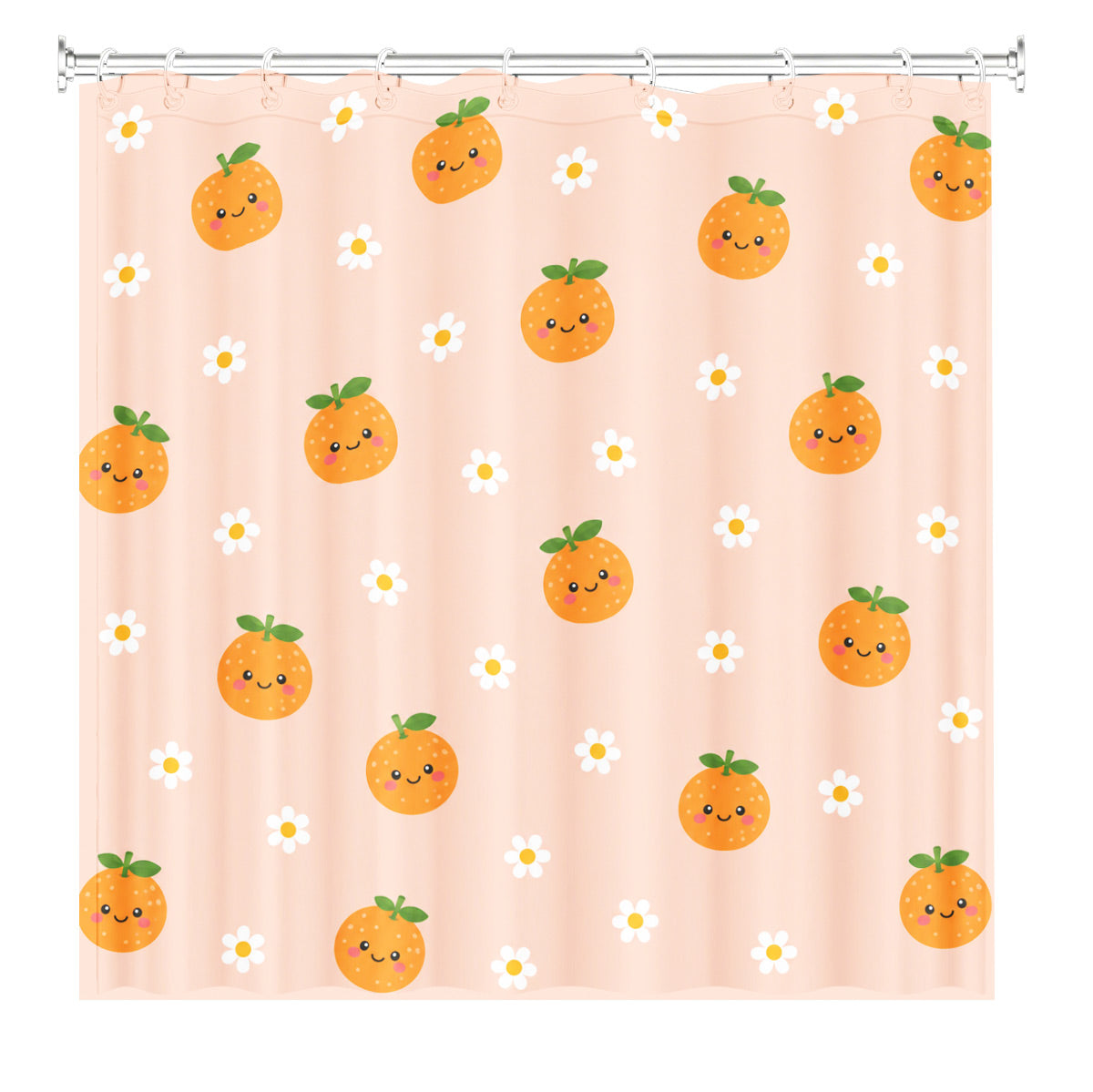 Cute Fruit Floral Shower Curtain Kawaii Pastel Waterproof Kids Decor
