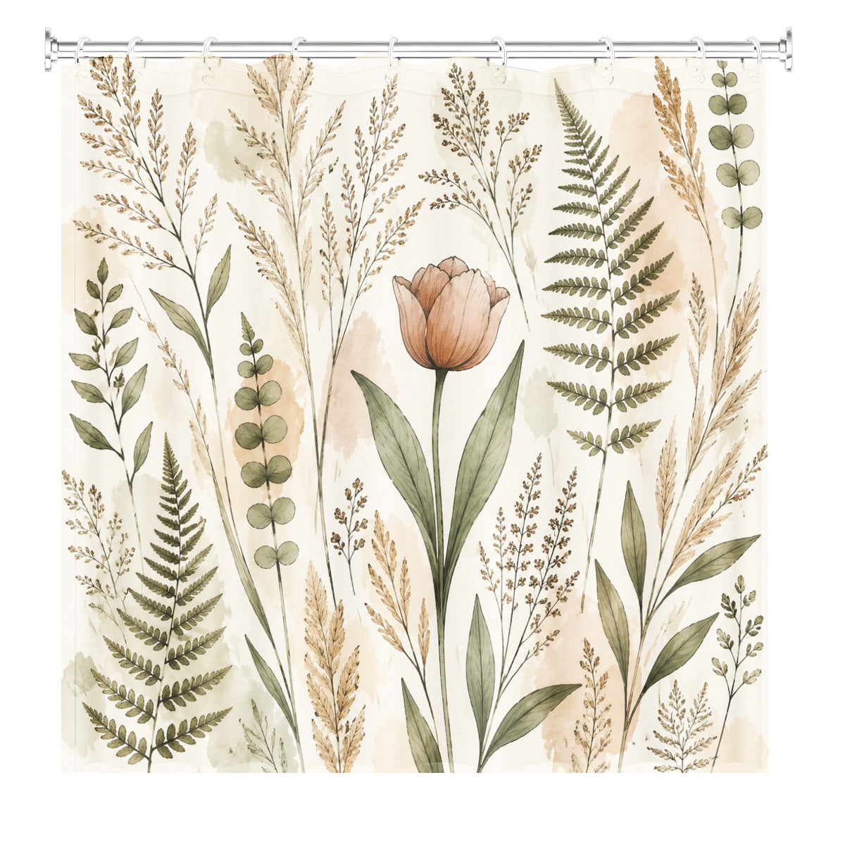 Vintage Botanical Floral Shower Curtain Boho Watercolor Decor