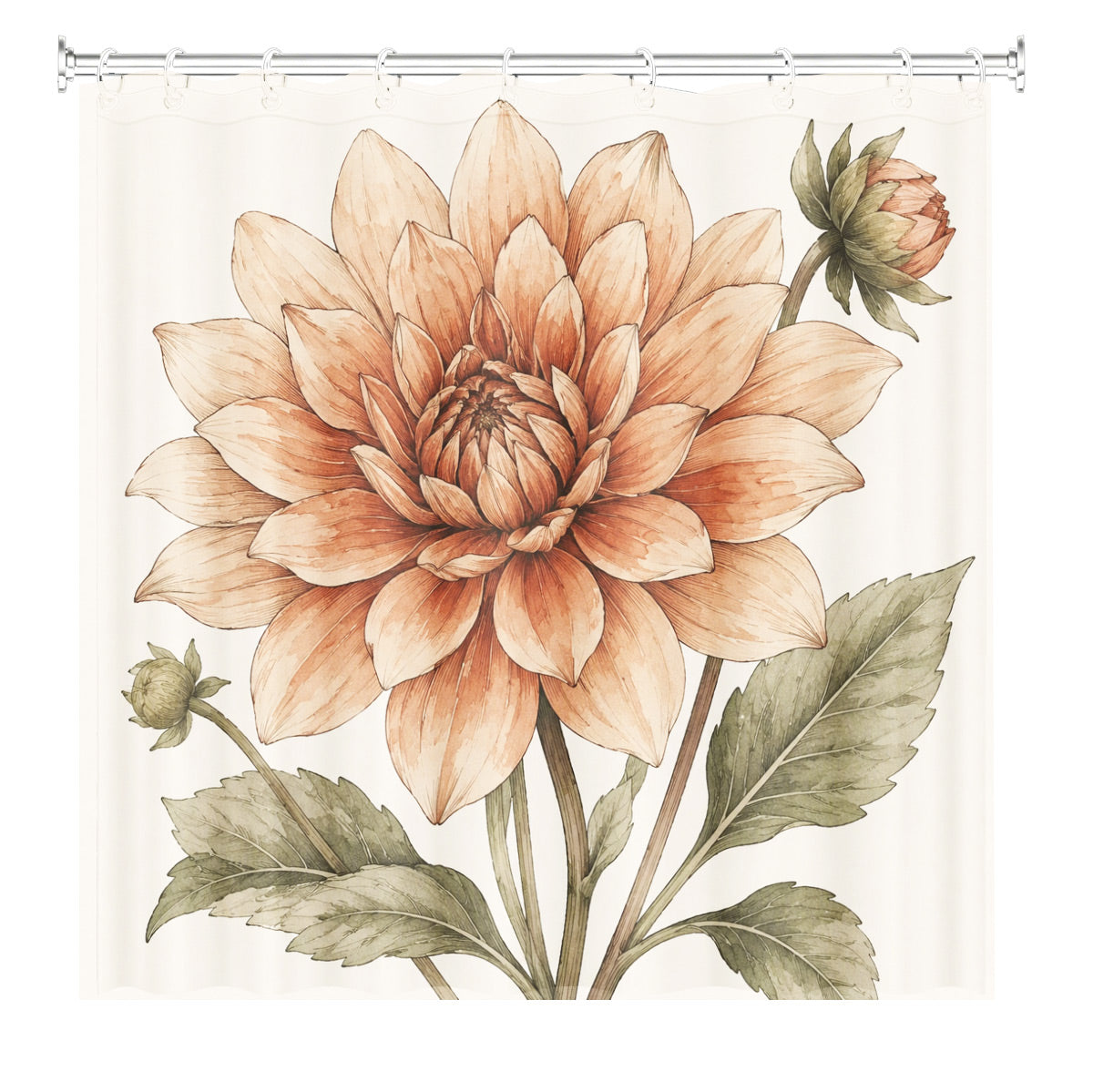 Vintage Botanical Floral Shower Curtain Boho Watercolor Decor