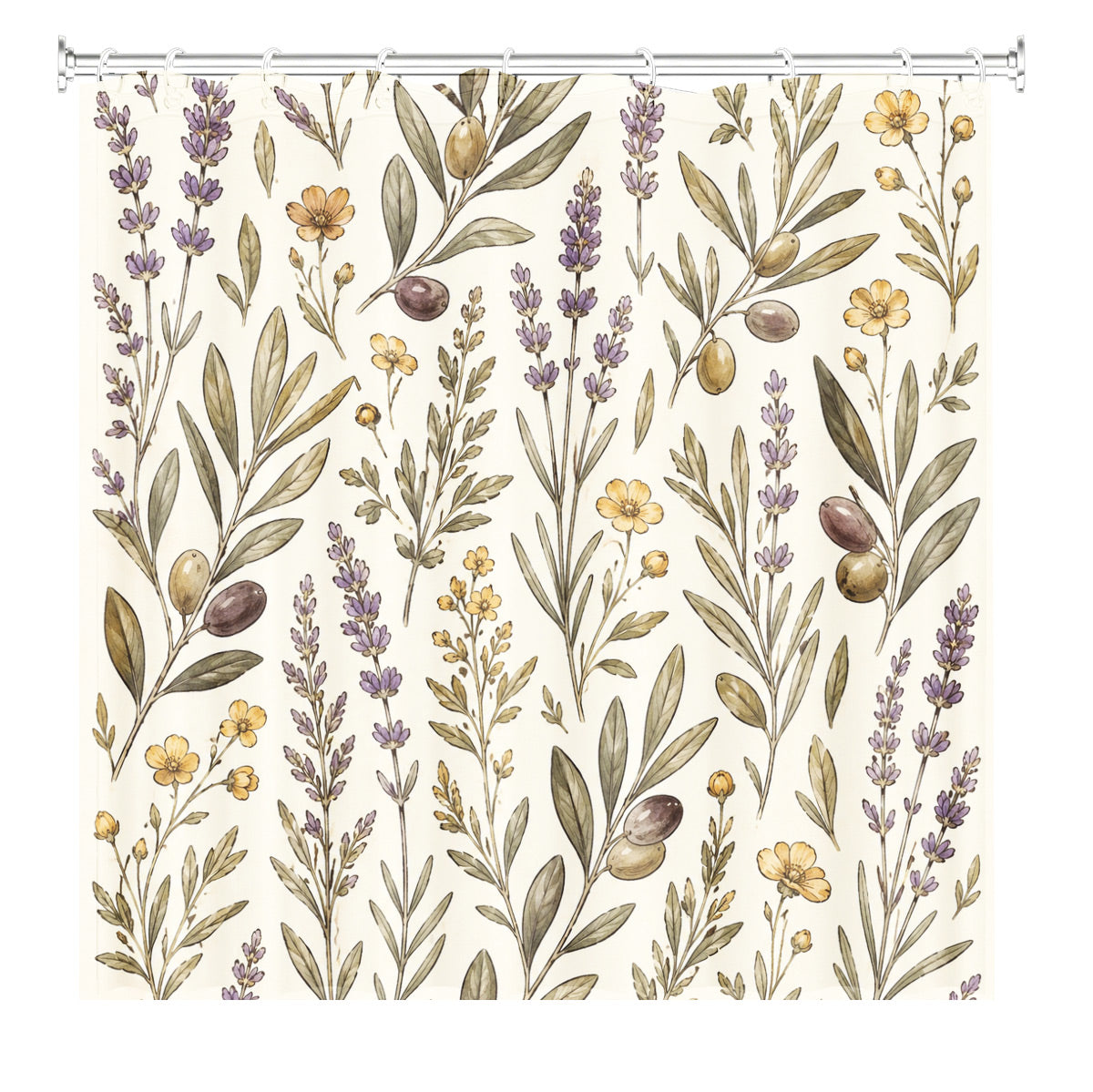 Vintage Botanical Floral Shower Curtain Boho Watercolor Decor