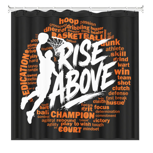 Basketball Motivational Shower Curtain Sports Quote Waterproof Gym Decor