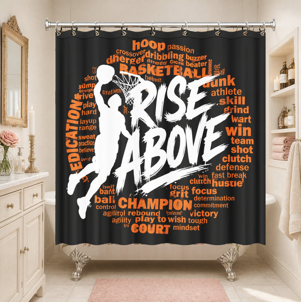 Basketball Motivational Shower Curtain Sports Quote Waterproof Gym Decor