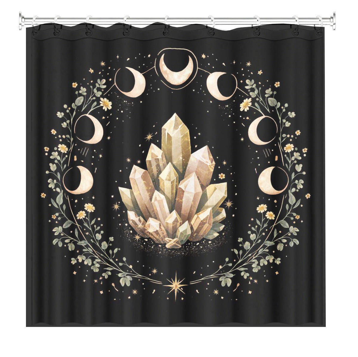 Vintage Celestial Sun Moon Shower Curtain Etched Art Waterproof Home Decor Gift