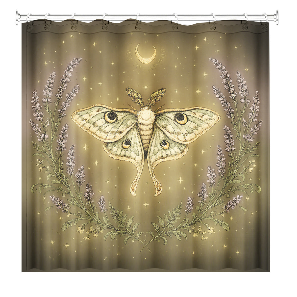 Vintage Etched Forest Shower Curtain Waterproof Celestial Bathroom Decor Gift