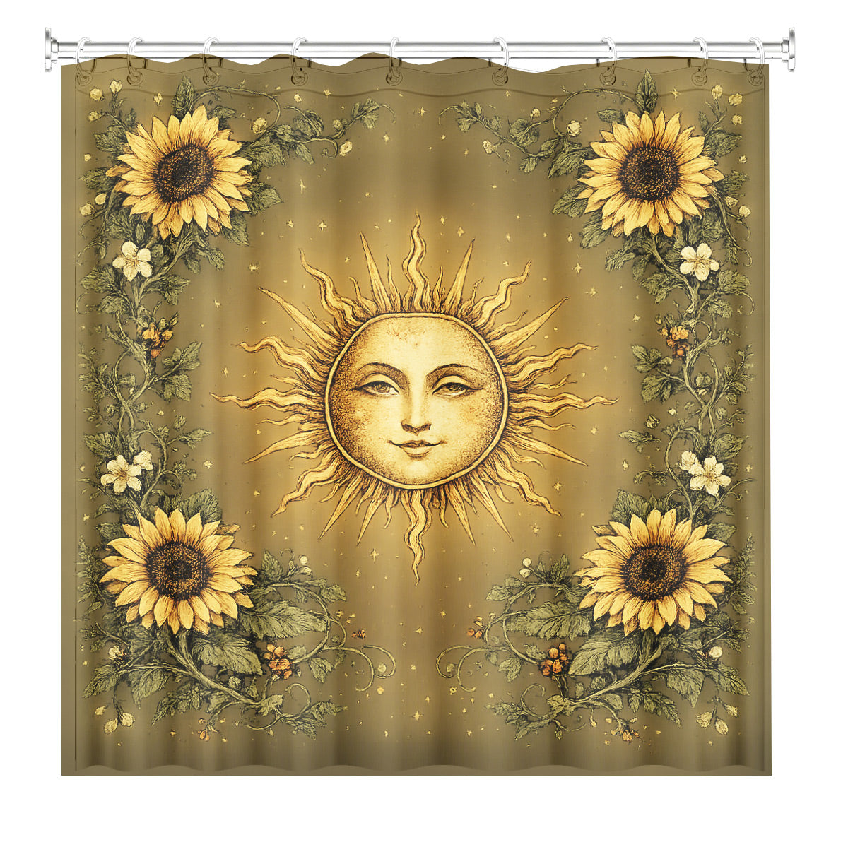 Vintage Etched Forest Shower Curtain Waterproof Celestial Bathroom Decor Gift