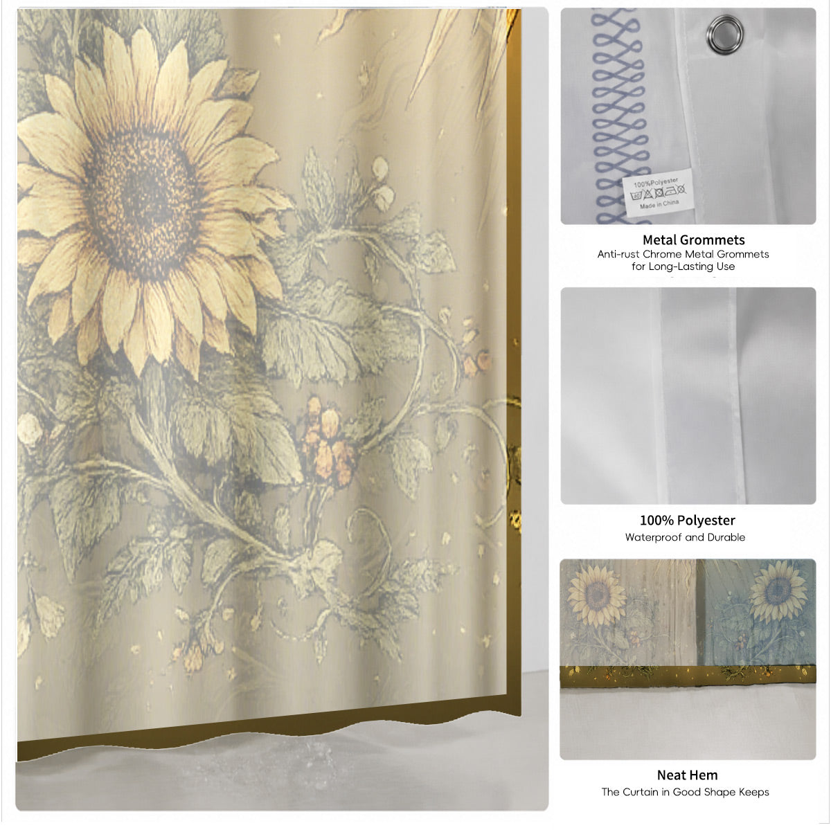 Vintage Etched Forest Shower Curtain Waterproof Celestial Bathroom Decor Gift