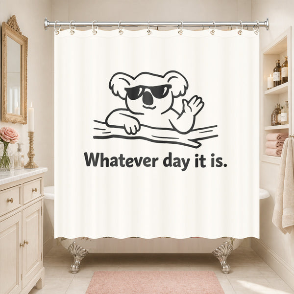 Anti-Work Animal Shower Curtain Funny Minimalist Black White Bathroom Decor Gift