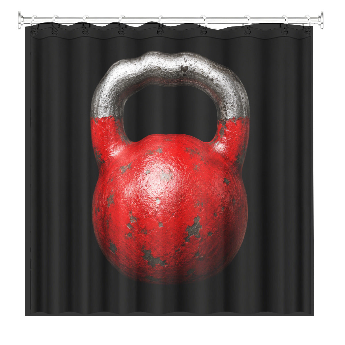 Vintage Gym Equipment Shower Curtain Red Black Waterproof Home Gym Decor