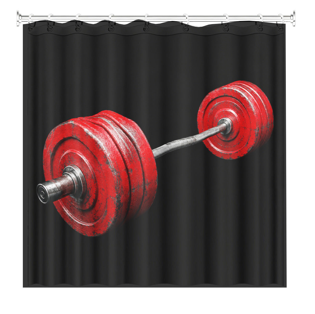 Vintage Gym Equipment Shower Curtain Red Black Waterproof Home Gym Decor