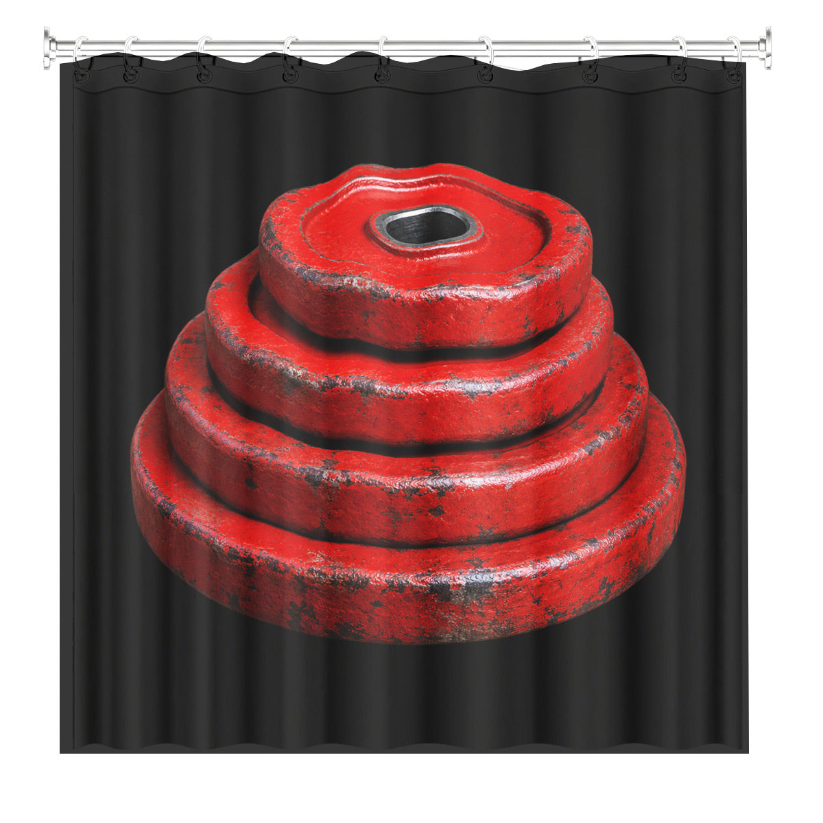 Vintage Gym Equipment Shower Curtain Red Black Waterproof Home Gym Decor