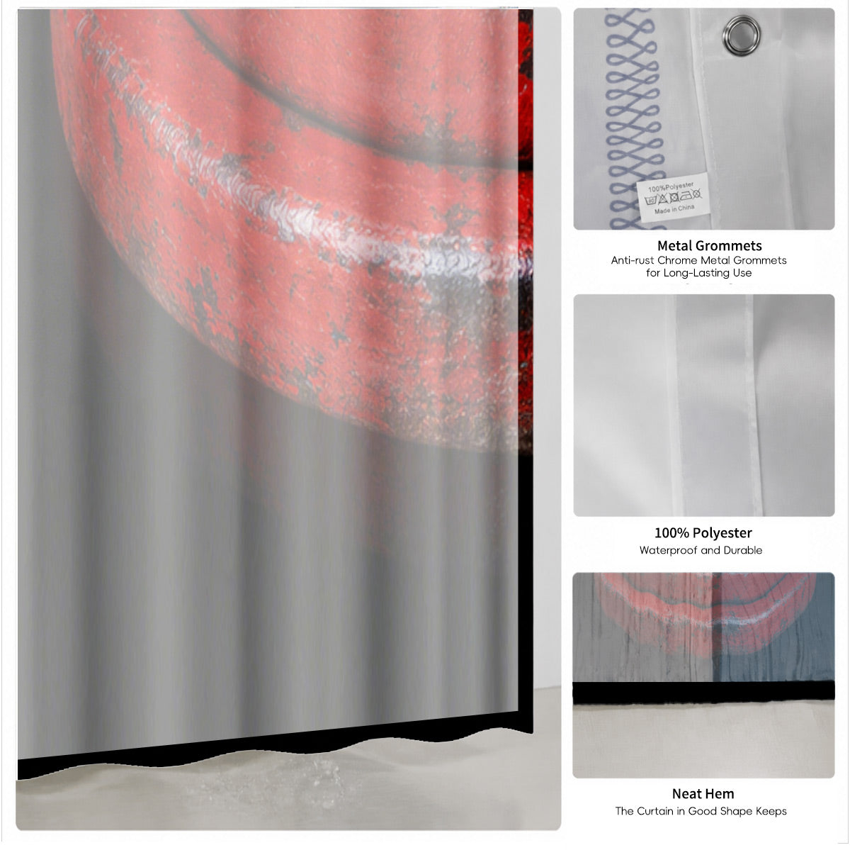 Vintage Gym Equipment Shower Curtain Red Black Waterproof Home Gym Decor