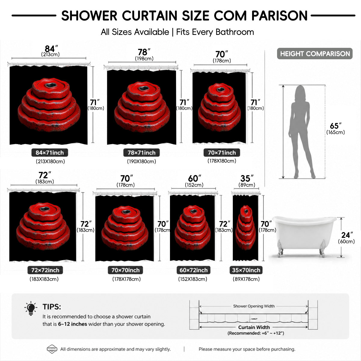 Vintage Gym Equipment Shower Curtain Red Black Waterproof Home Gym Decor