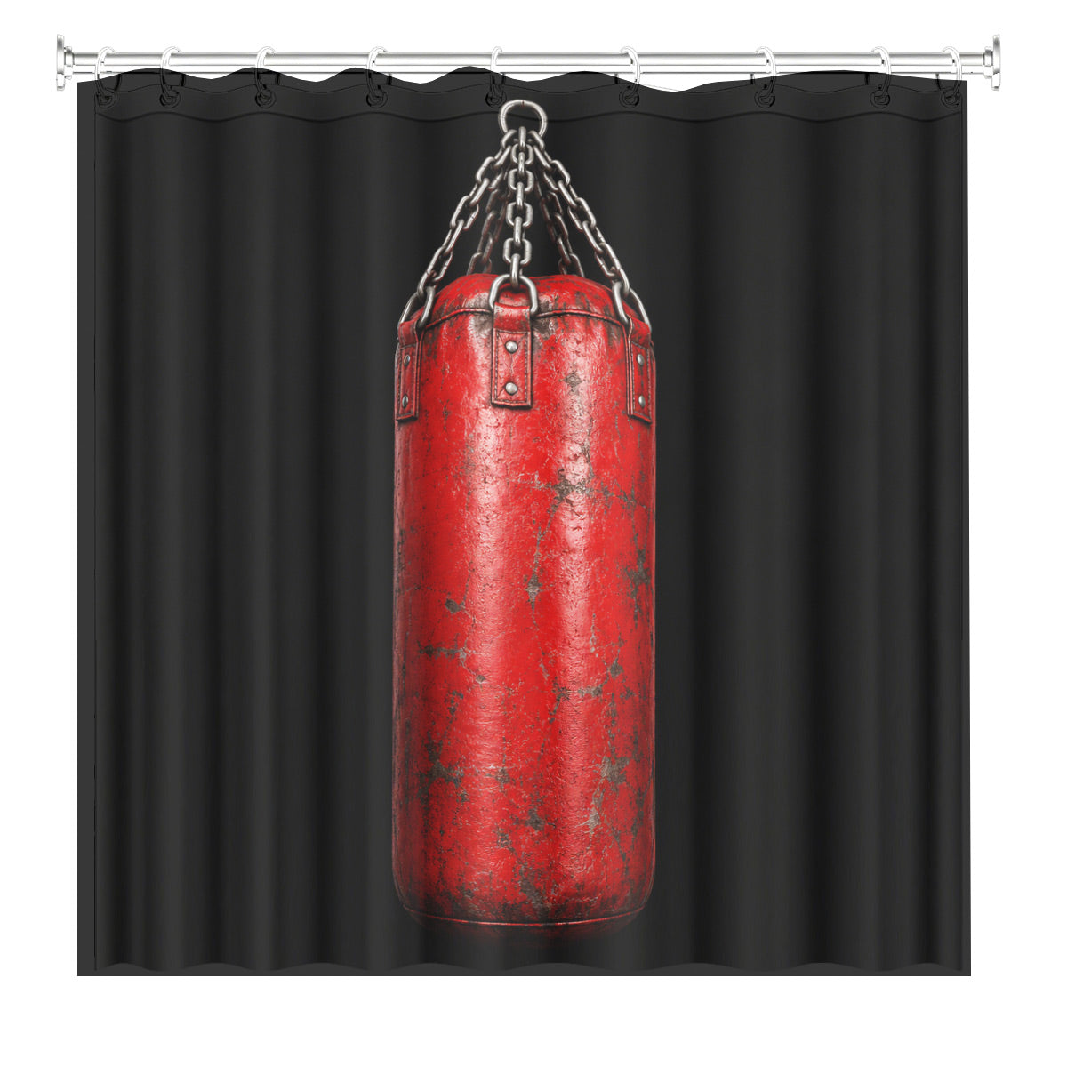 Vintage Gym Equipment Shower Curtain Red Black Waterproof Home Gym Decor
