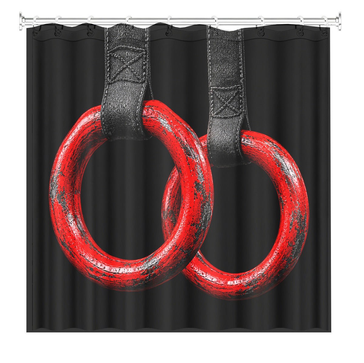 Vintage Gym Equipment Shower Curtain Red Black Waterproof Home Gym Decor