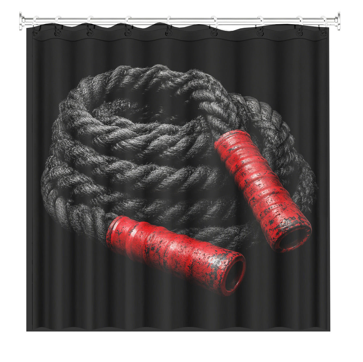 Vintage Gym Equipment Shower Curtain Red Black Waterproof Home Gym Decor
