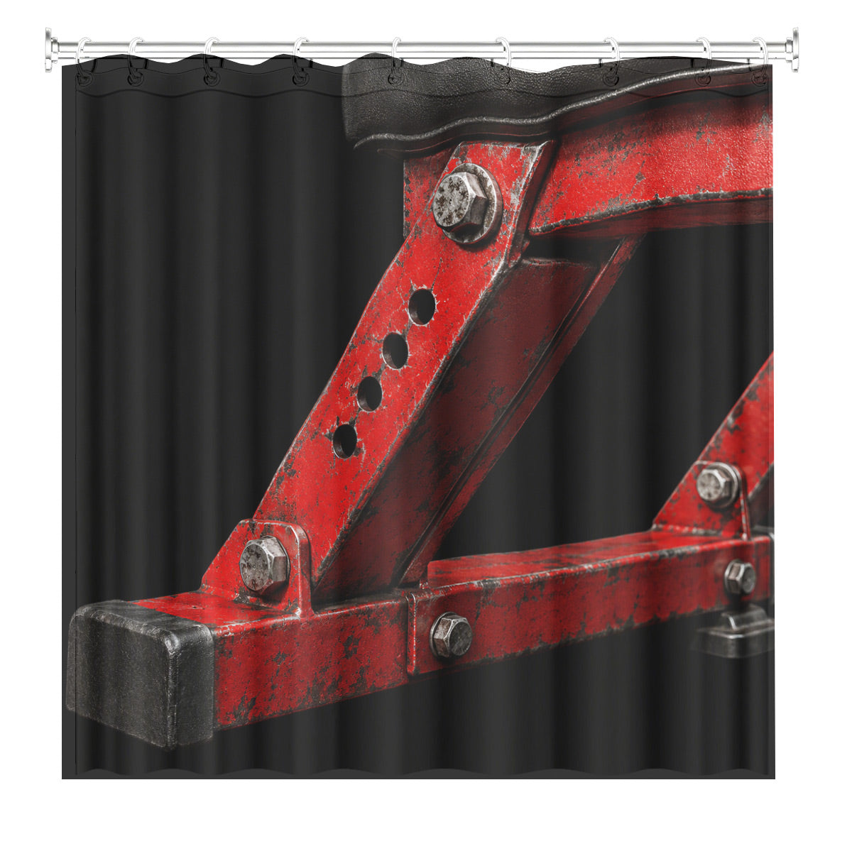 Vintage Gym Equipment Shower Curtain Red Black Waterproof Home Gym Decor