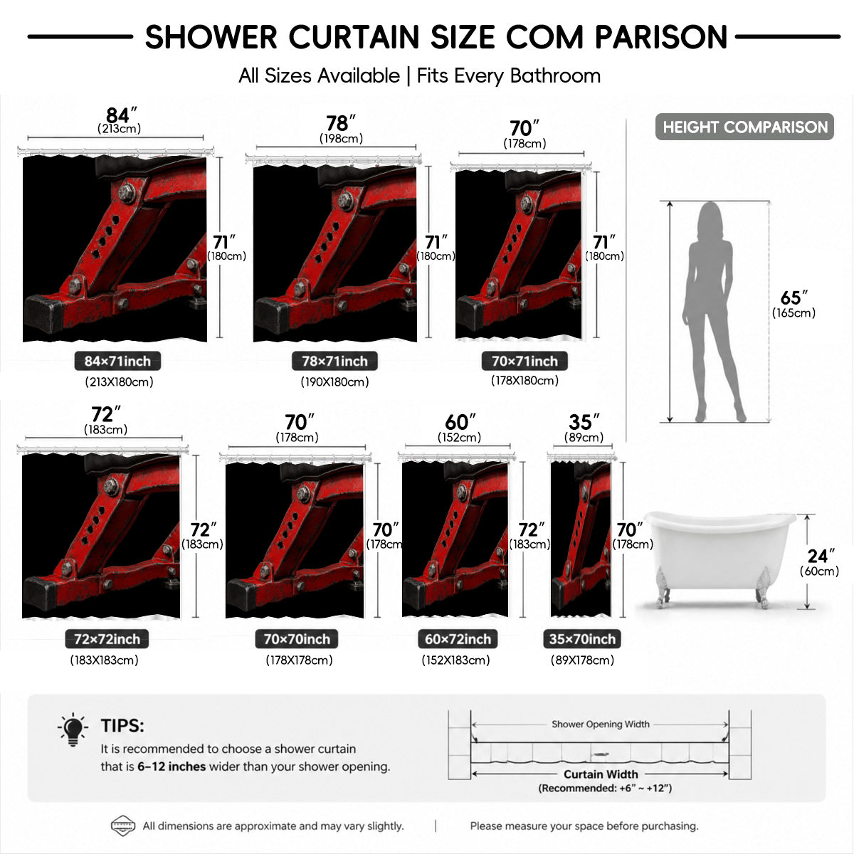 Vintage Gym Equipment Shower Curtain Red Black Waterproof Home Gym Decor