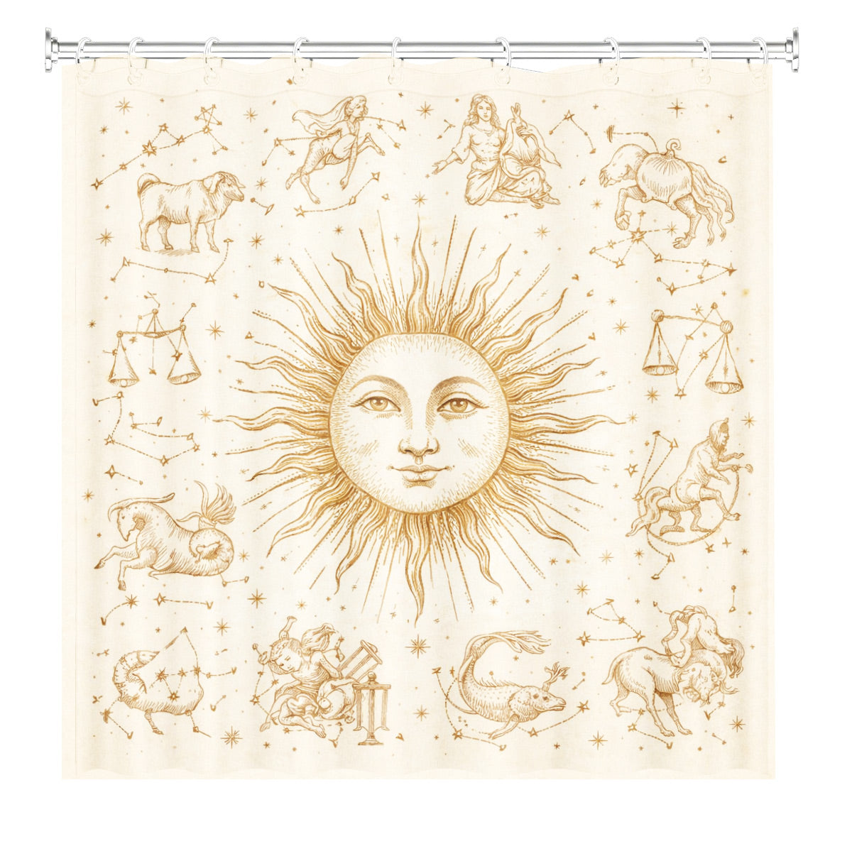 Vintage Space Whale Shower Curtain Etched Astrology Art Waterproof Bathroom Decor