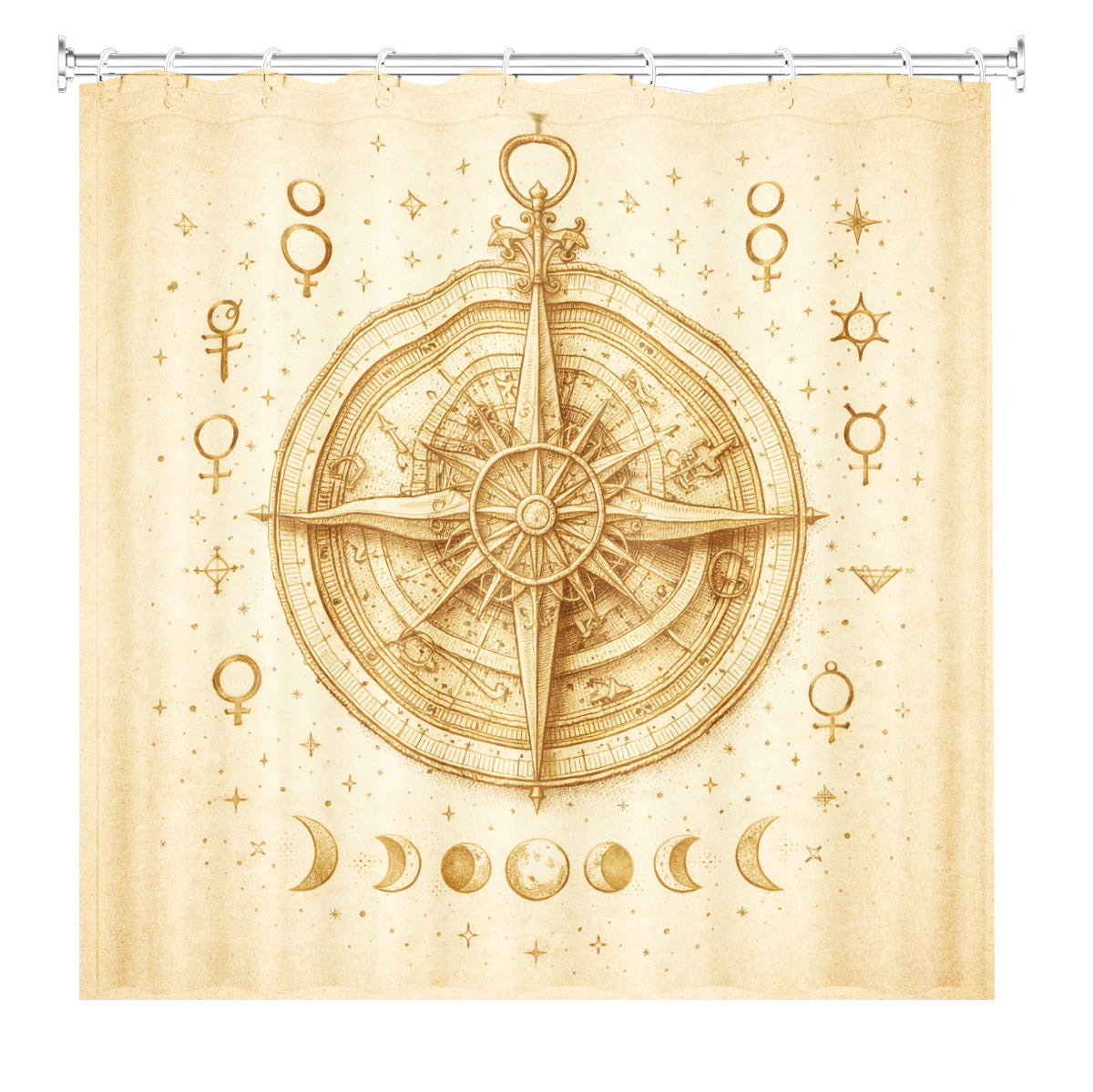 Vintage Space Whale Shower Curtain Etched Astrology Art Waterproof Bathroom Decor