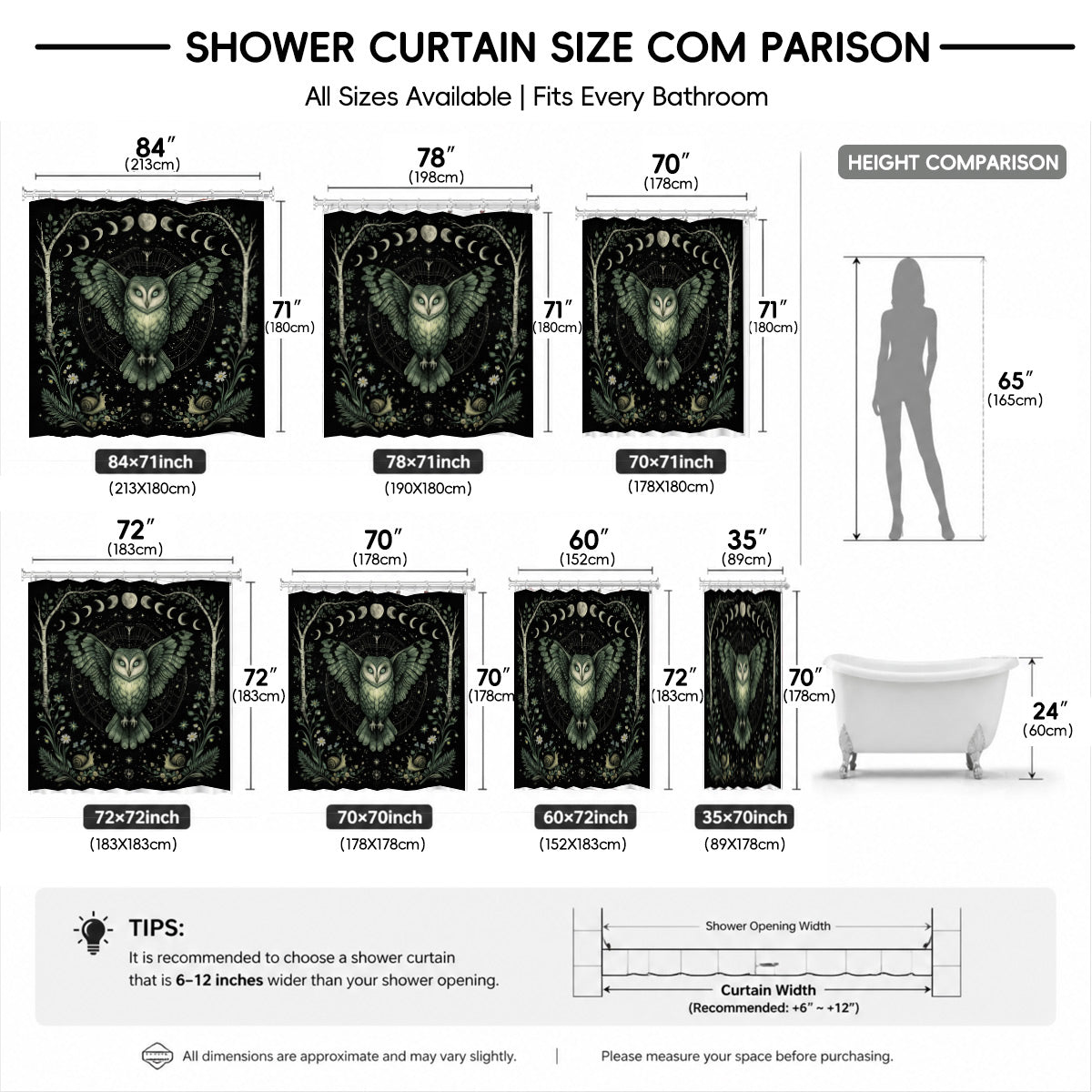 Mystical Forest Deer Shower Curtain Vintage Celestial Bathroom Decor