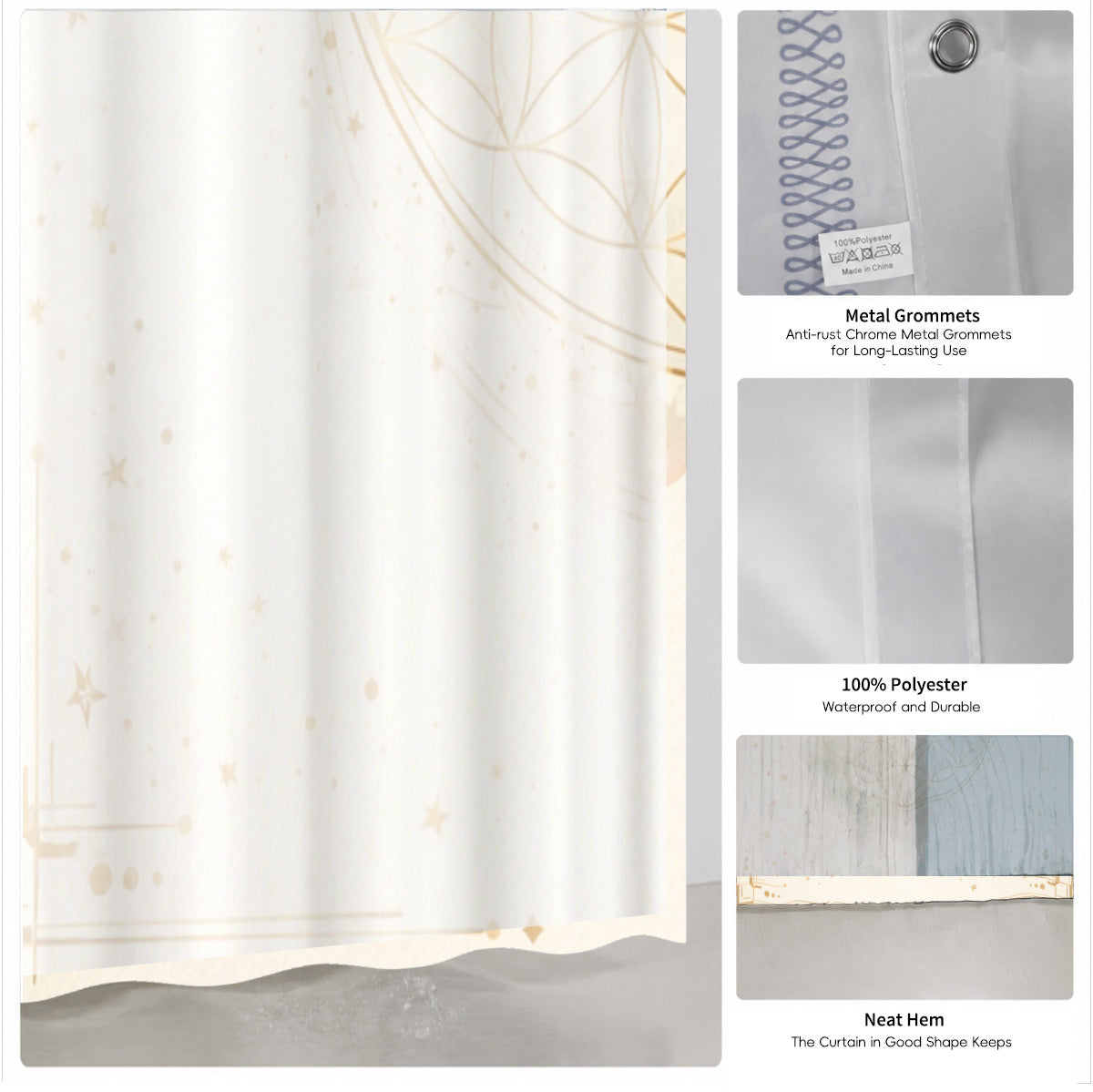 Whimsical Pink Celestial Shower Curtain Watercolor Moon Minimalist Decor