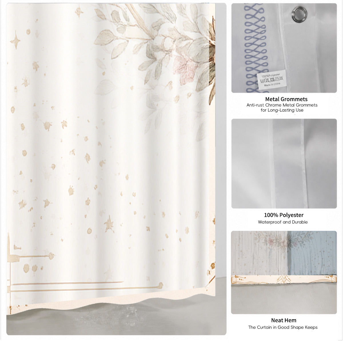 Whimsical Pink Celestial Shower Curtain Watercolor Moon Minimalist Decor