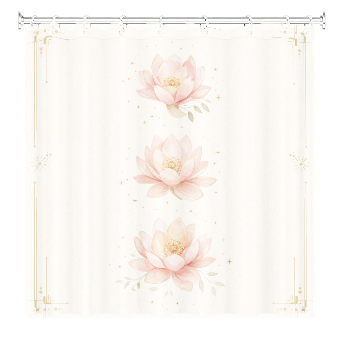 Whimsical Pink Celestial Shower Curtain Watercolor Moon Minimalist Decor