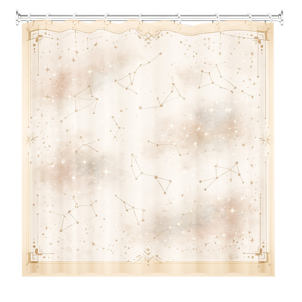 Whimsical Pink Celestial Shower Curtain Watercolor Moon Minimalist Decor